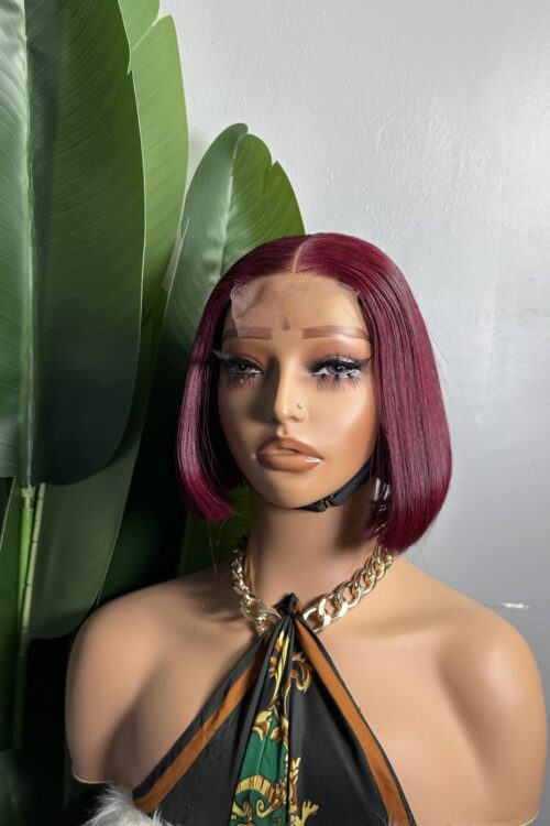 TRICHA – 6’’ COUPE CARRÉE ROUGE BORDEAUX | CHEVEUX HUMAINS VIETNAMIENS SDD