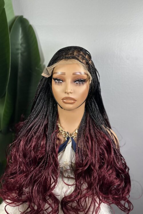 KEIILA  – PERRUQUE EN TRESSE FRENCH CURLY-1B ROUGE BORDEAUX